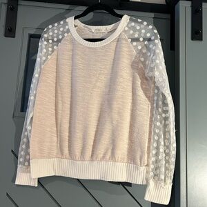 Anthropologie top with daisy detail sleeves